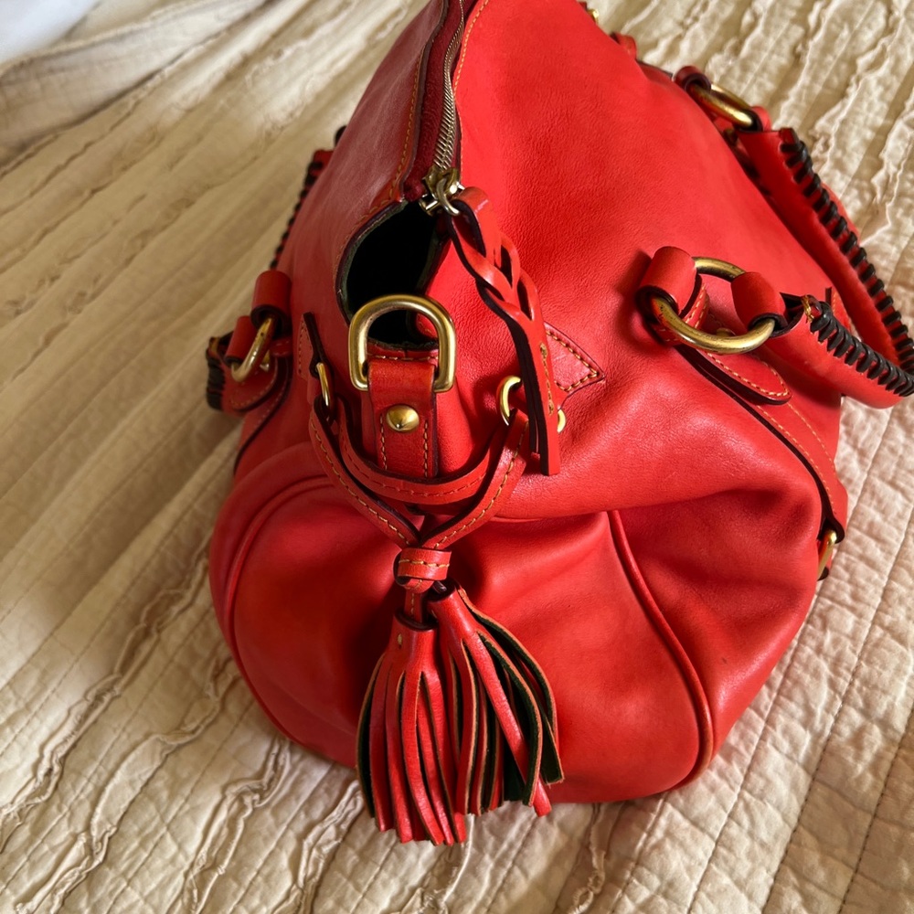 Dooney & Bourke Vibrant Red Florentine Leather Satchel - Picture 8 of 12